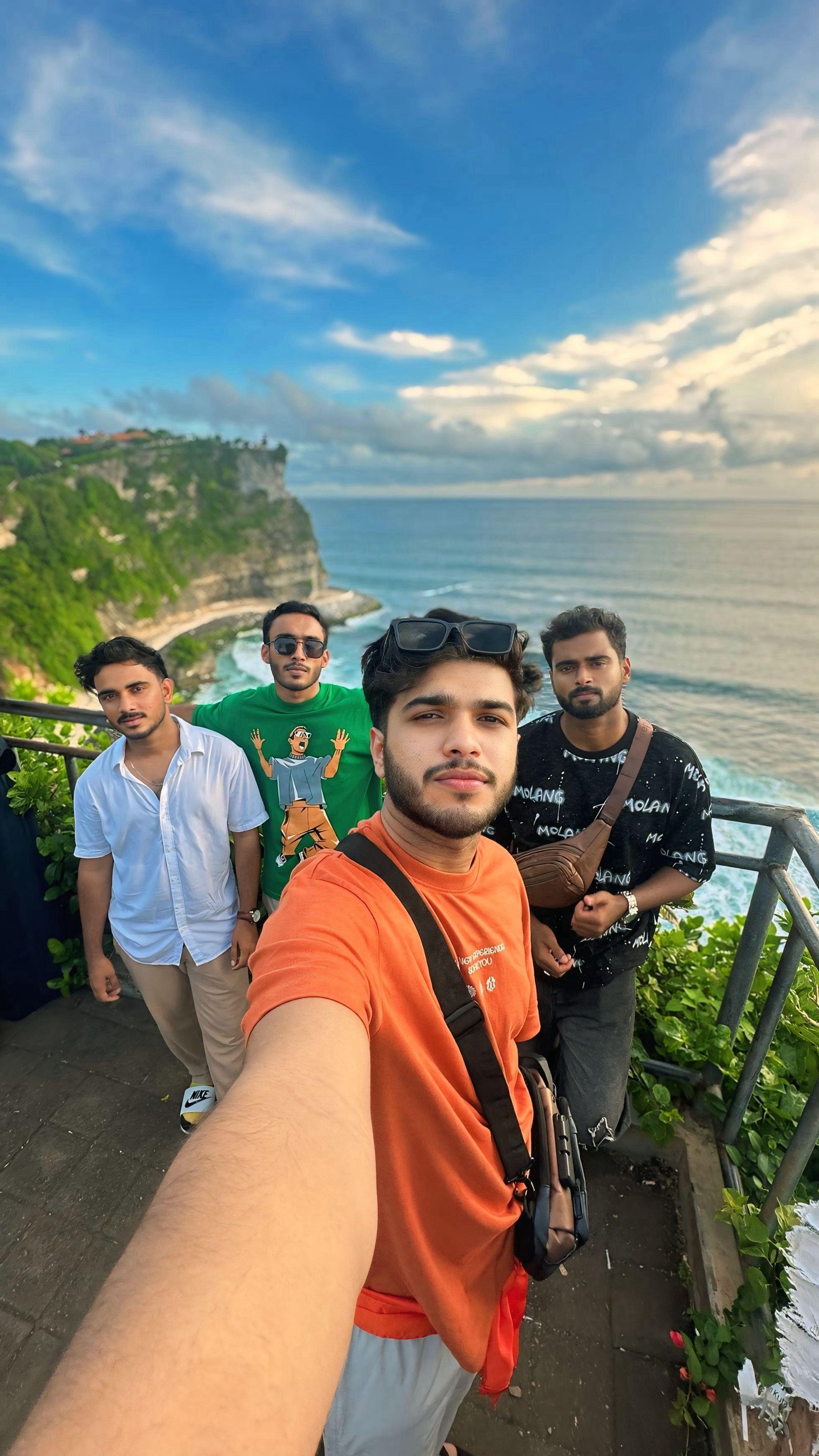 Friends hiking in mountains
